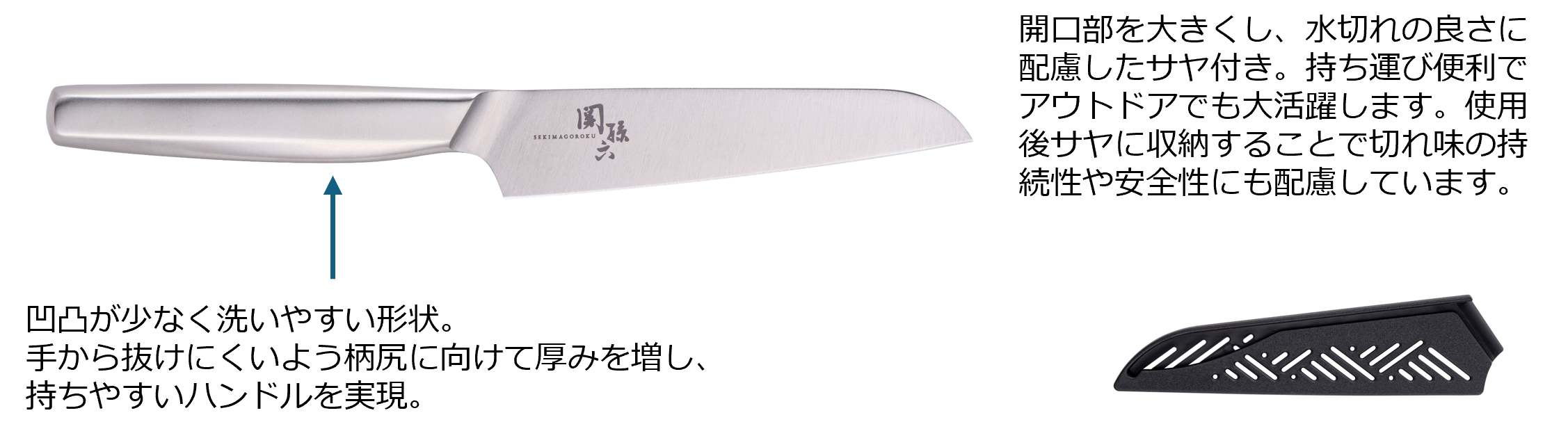 ステンレス製包丁セット キッチン 日用品 ピーラー ナイフ 耐久性に優れ、シンプルな形状で洗いやすい「関孫六 オールステンレス