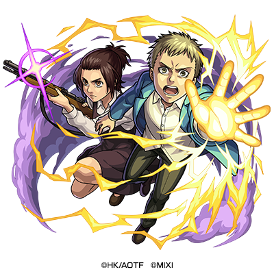 闇属性　★5 マーレの戦士候補生 ガビ・ブラウン＆ ファルコ・グライス （進化） CV：佐倉綾音（ガビ）＆ 花江夏樹（ファルコ）