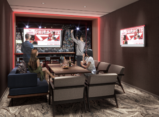 【VIP ROOM（11部屋）】室内からアリーナ面が一望できる高級感のある部屋