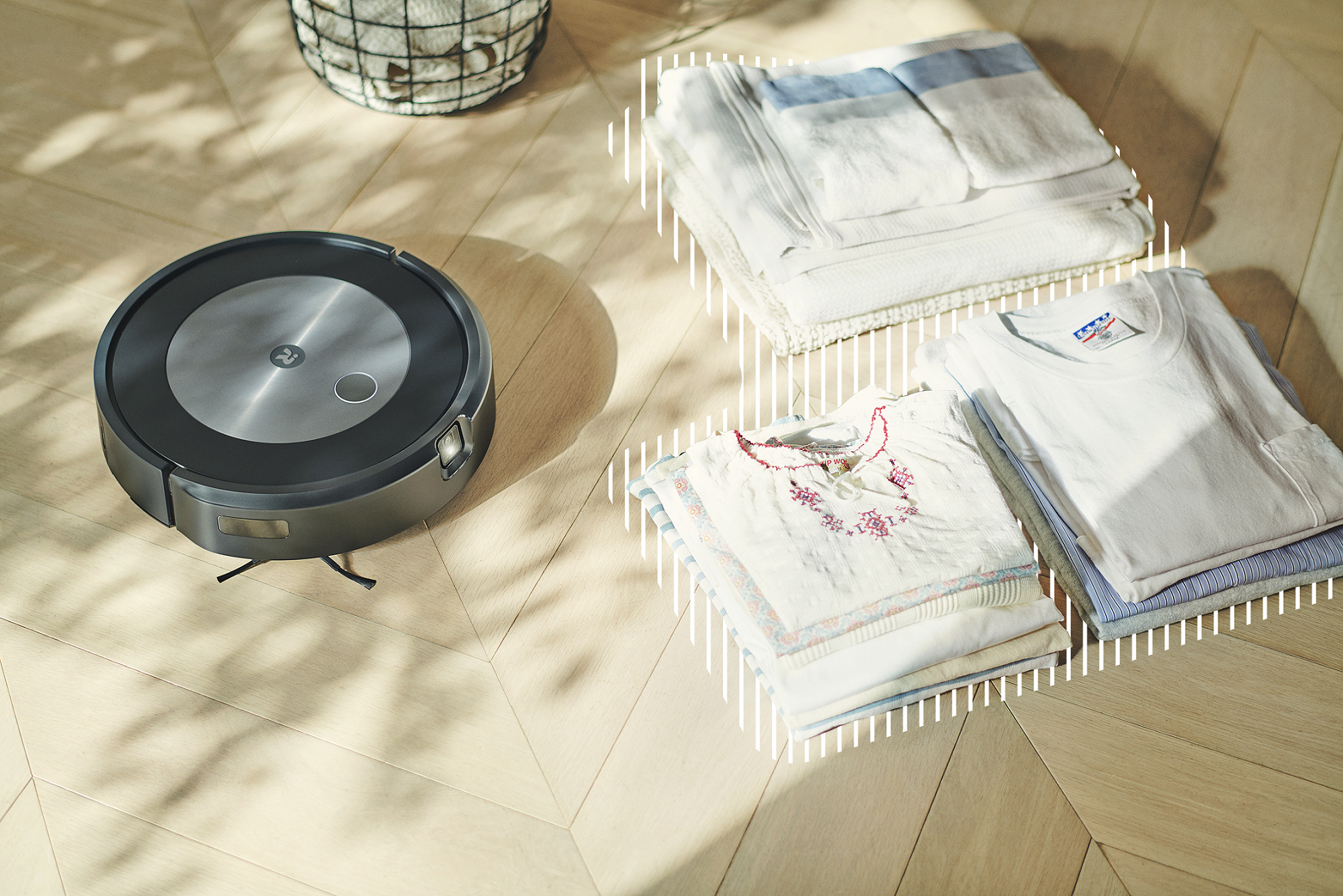 洗濯物を回避するルンバ j7