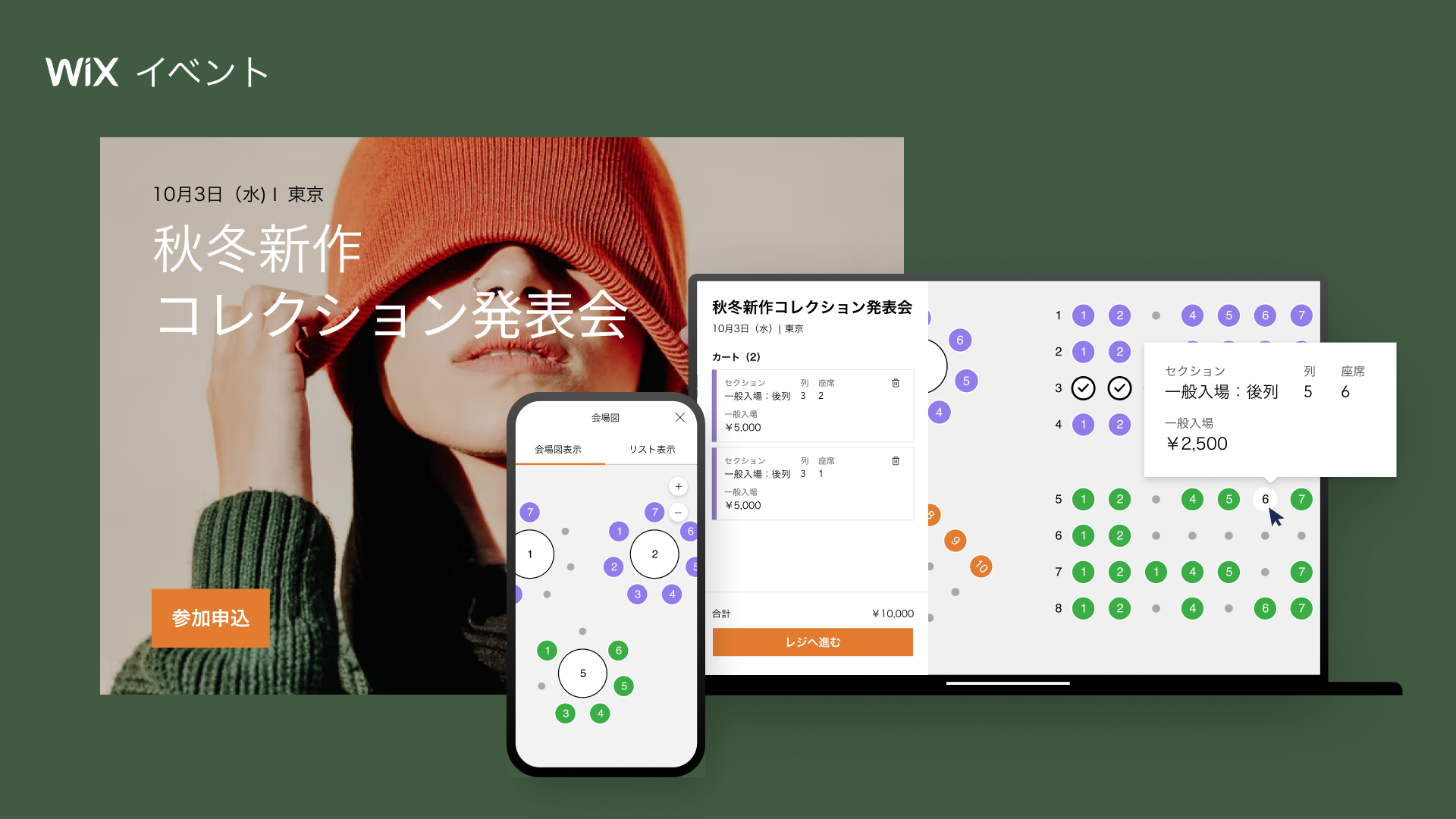 顧客は予約状況の把握、座席のマウスオーバーで価格の確認、座席のクリックでチケットの 選択・購入が可能