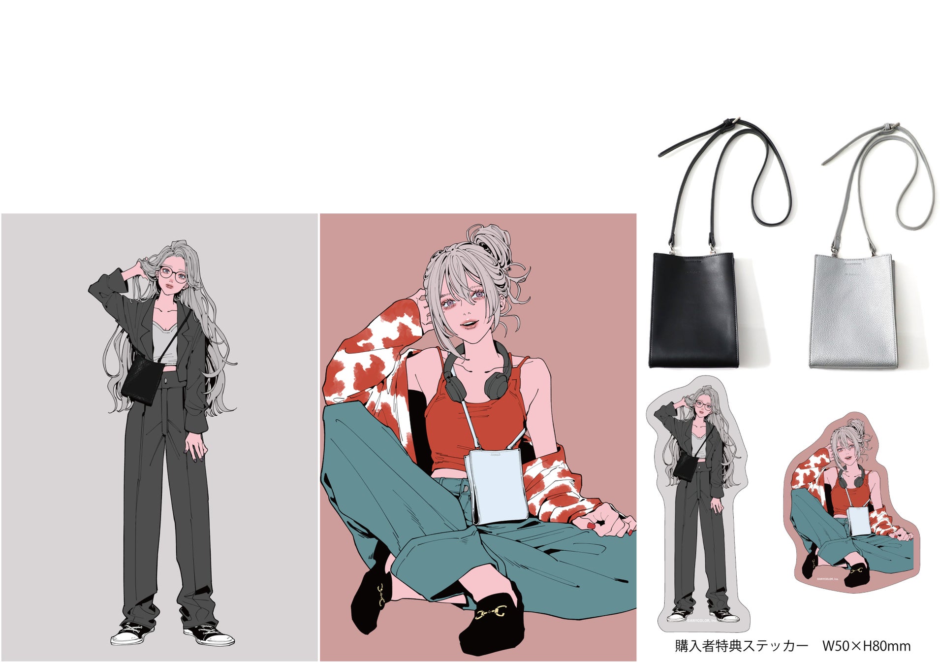 ミニショルダーバッグ Black,Silver 各¥6,600(税込)