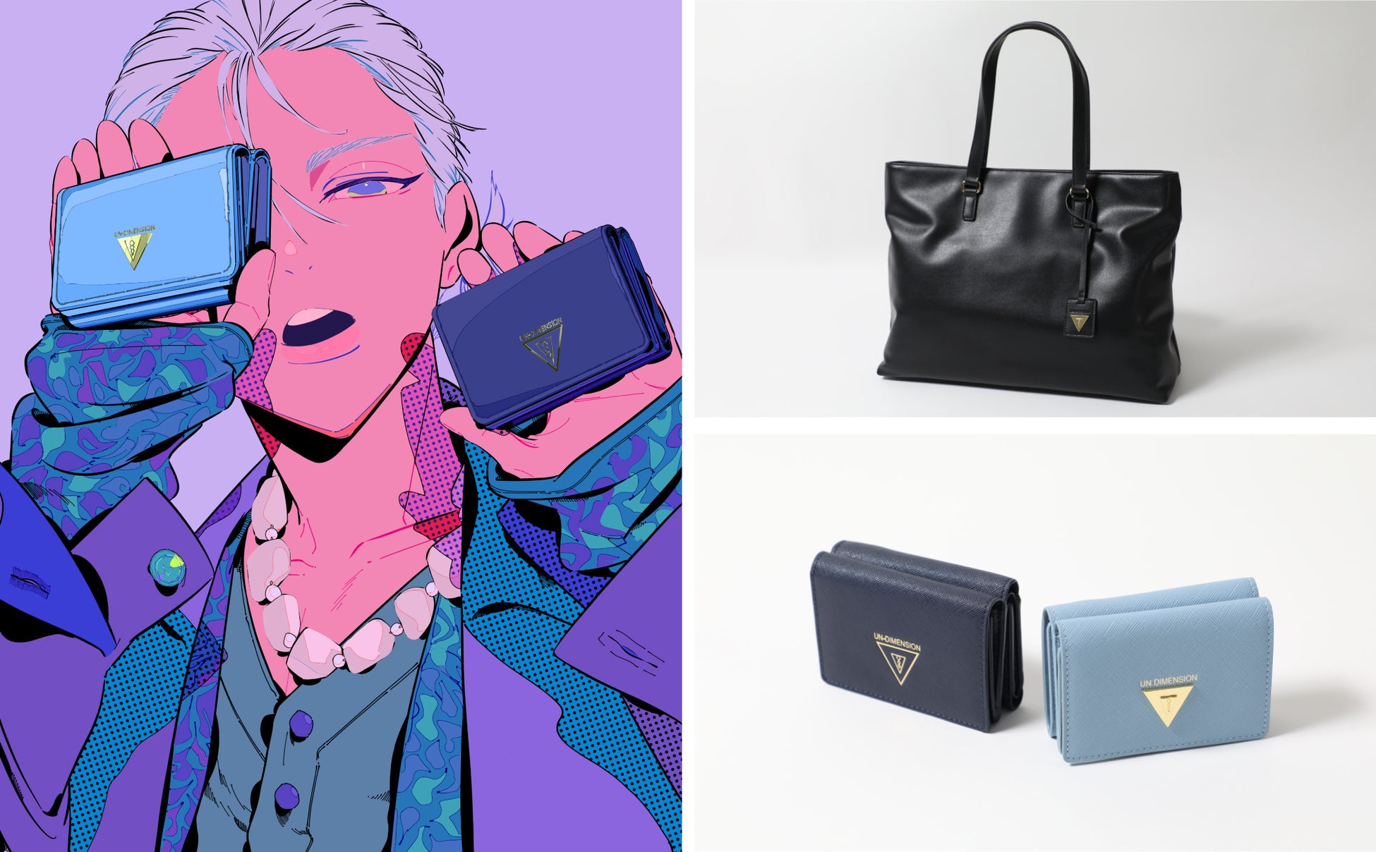 イブラヒムプロデュース  ▪ワイドトートバッグ-Black ¥15,400(税込) ▪コンパクトウォレット-Light Blue,Navy ¥8,800(税込)