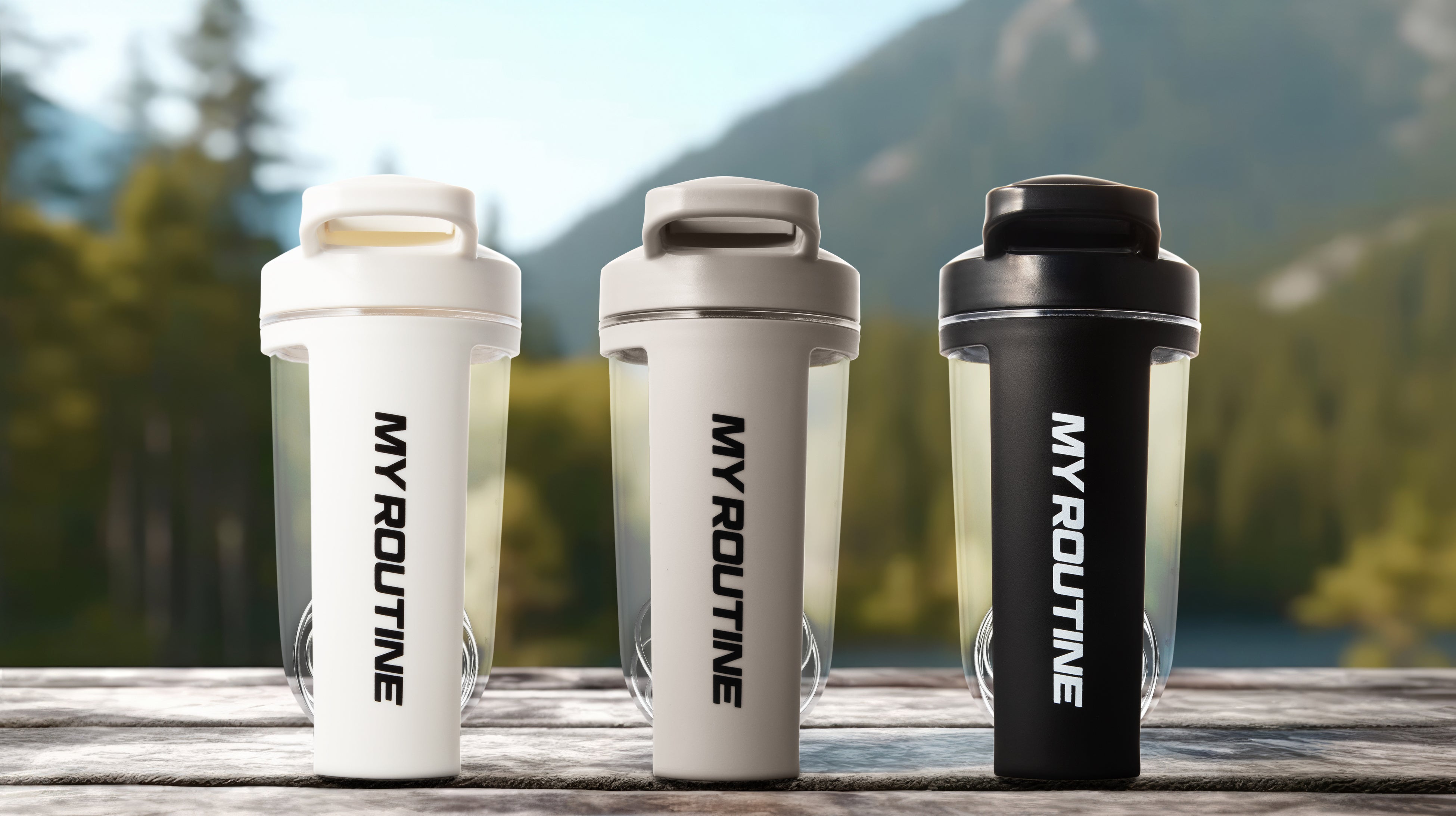 (左から)マイルーティーン　クラシック　シェーカー　ホワイト・グレー・ブラック