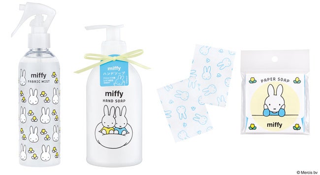 左から ファブリックミスト、ハンドソープ、ペーパーソープ
