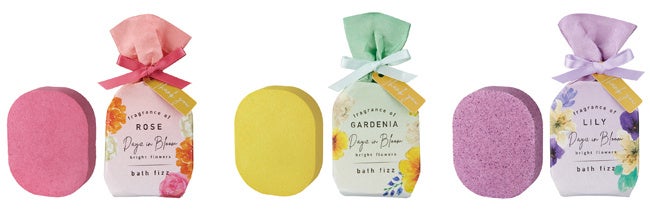 バスフィズ　左からローズ、ガーデニア、リリー