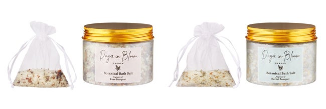 バスソルトジャー　左 ローズブーケ、右 ハーバルブーケ