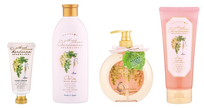 ハンドクリーム、オイルインボディーミルク、ハンドソープ、スクラブボディーソープ