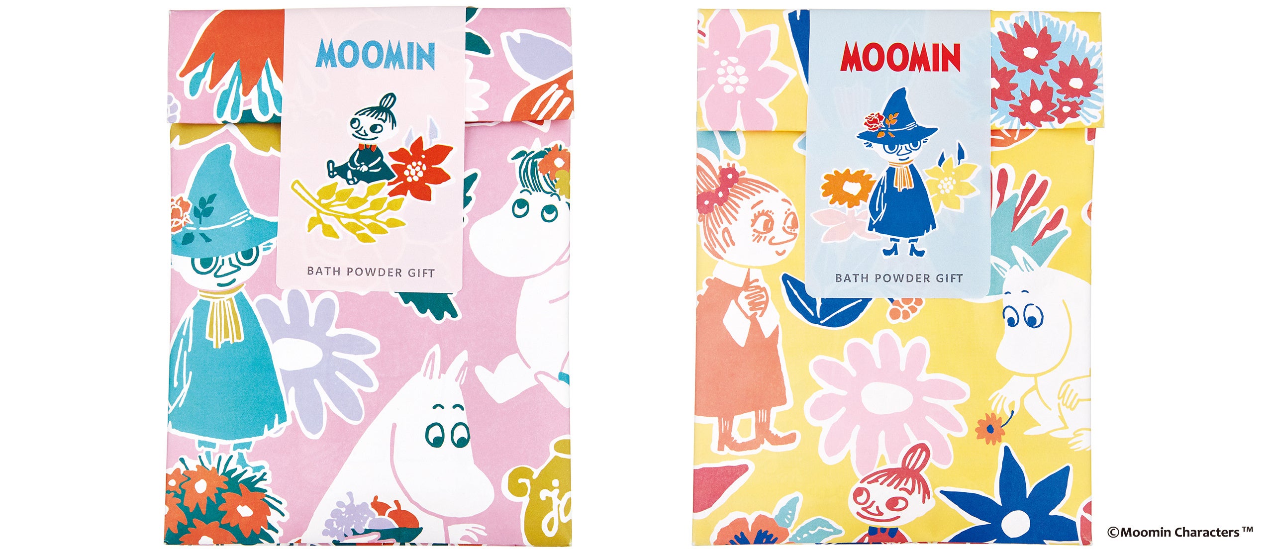 バスパウダーギフト　左 ピンク、右 イエロー