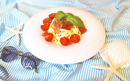 生ハムとトマトの冷製パスタ