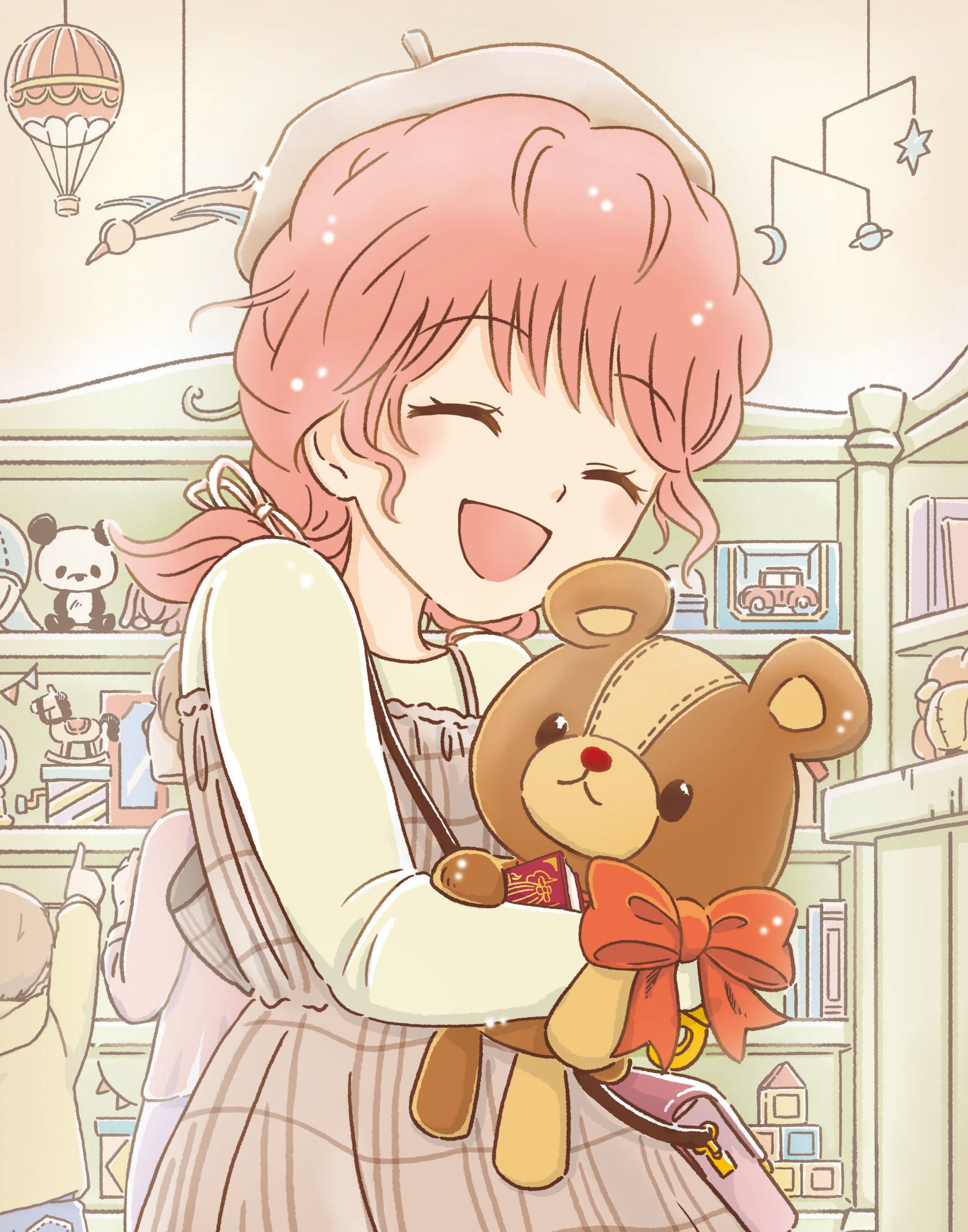 ▲『ぜんまいじかけのトリュフ　おかしの国のお姫さま』主人公のアン【左】と、くまのぬいぐるみトリュフ。運命的な出会いをしたふたり