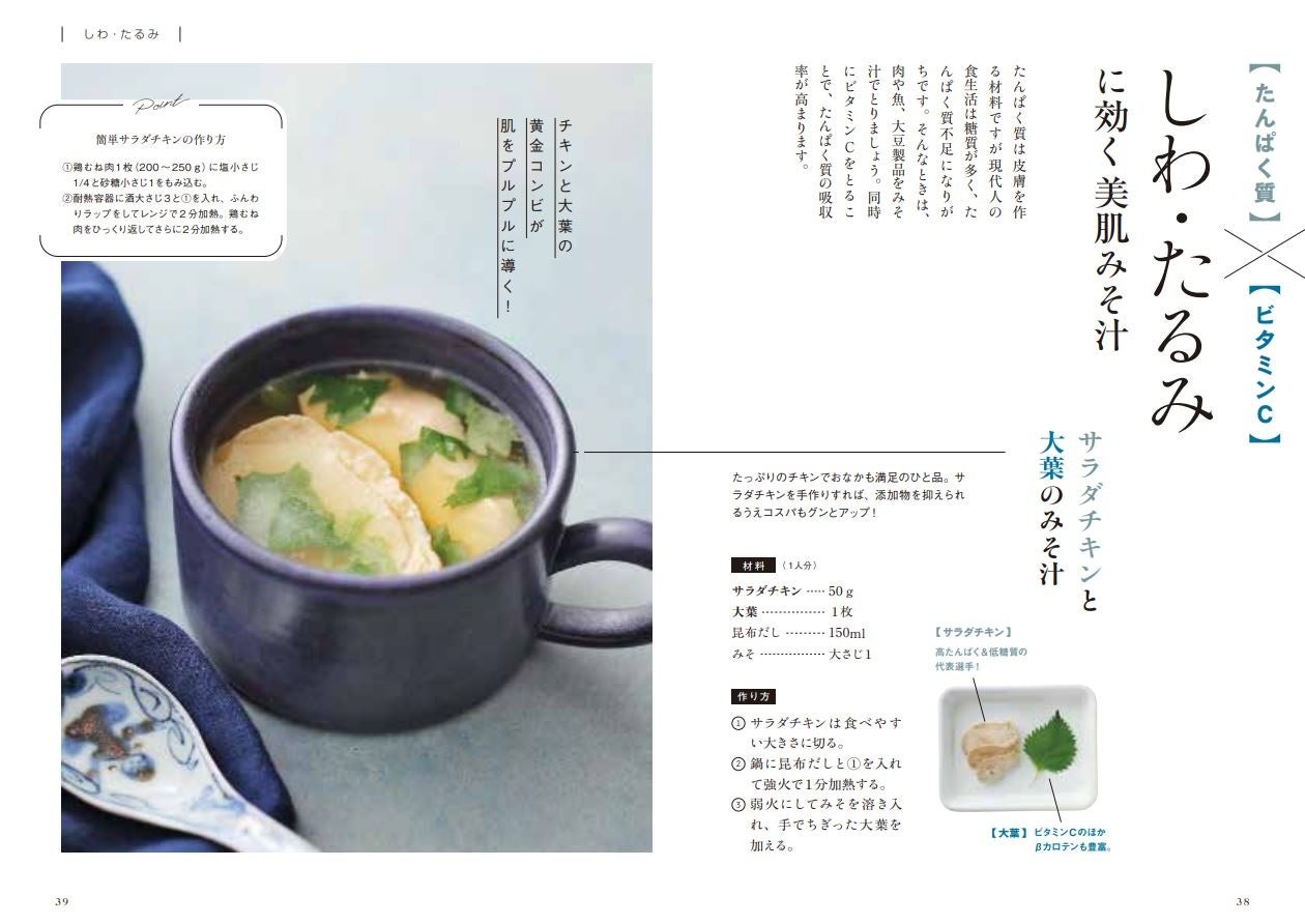 たるみ解消には、たんぱく質×ビタミンCのコンビネーションが有効。たんぱく質は、サラダチキンを使えば手軽！