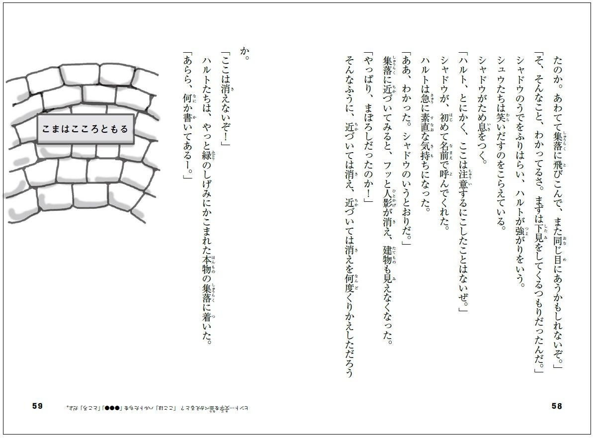 暗号と同じページの端に、上下逆向きの字でヒントが入る。