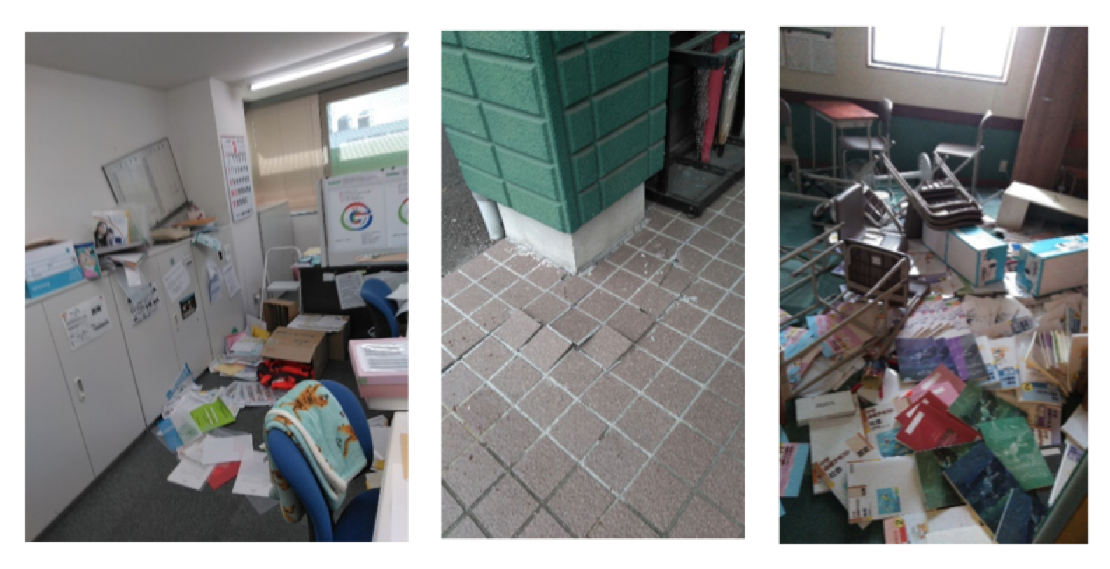 3月16日の地震で被害を受けた宮城県あすなろ学院の教室