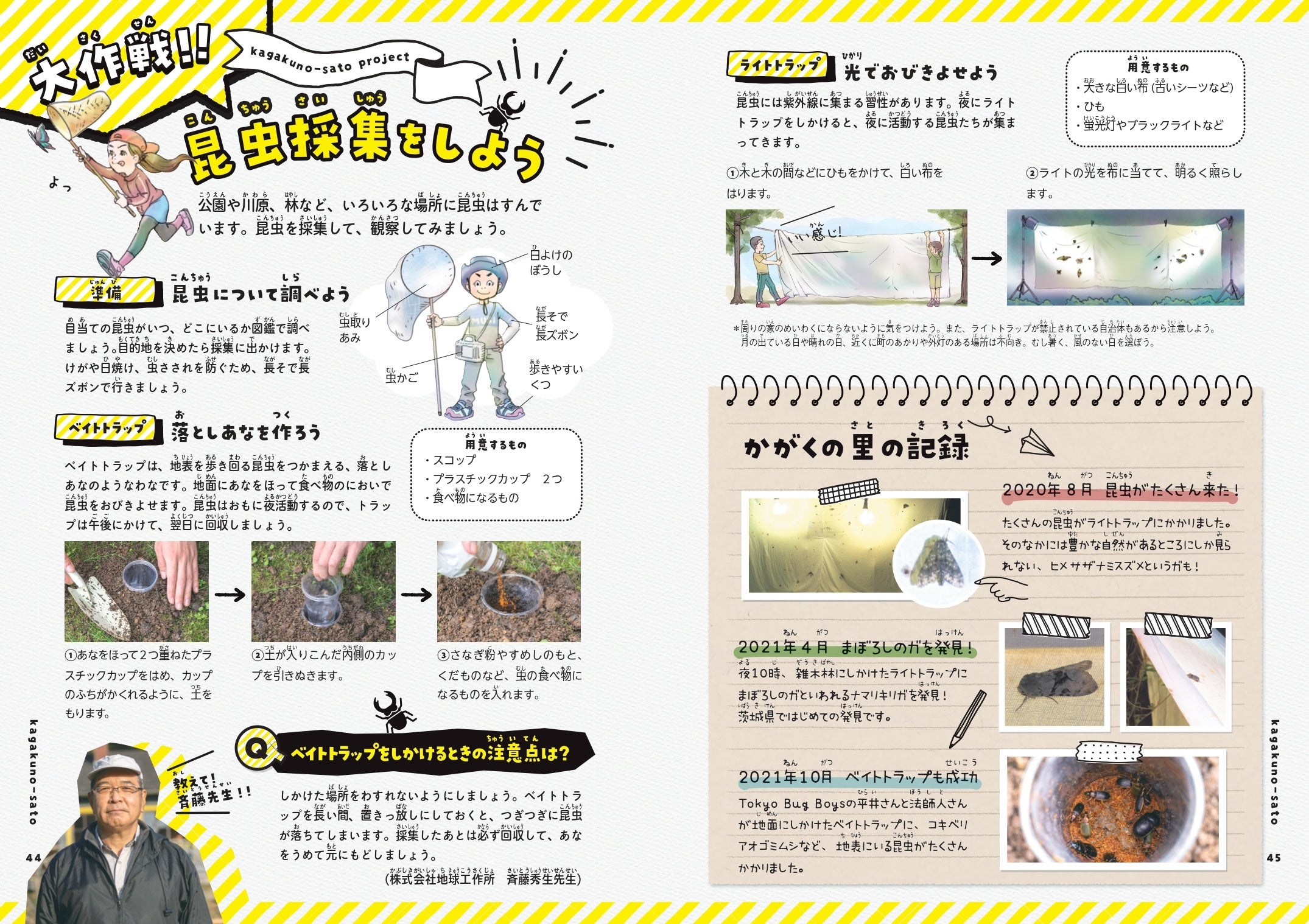 ▲昆虫採集のやり方を紹介するコラムページ。