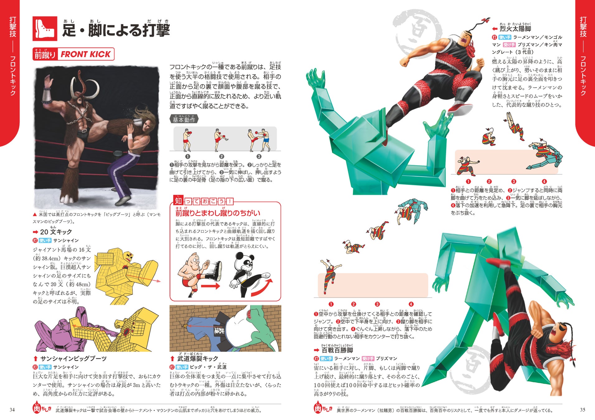 ▲迫力のあるイラストで紹介する第1章「打撃技」のページ