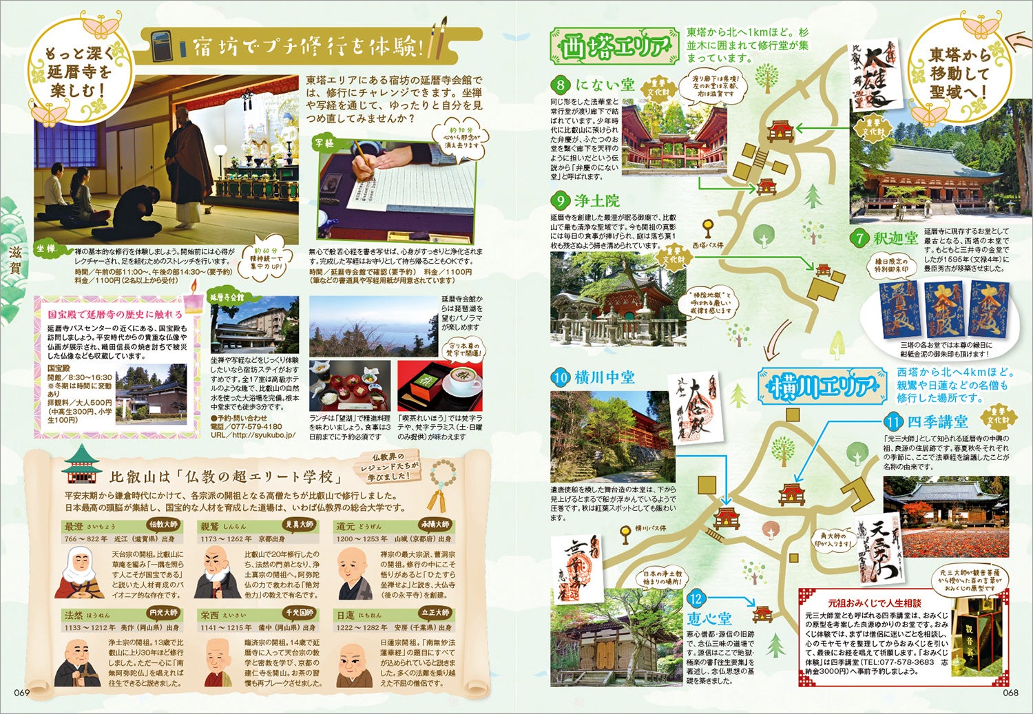 ▲イラスト付きのモデルコースと宗派の解説