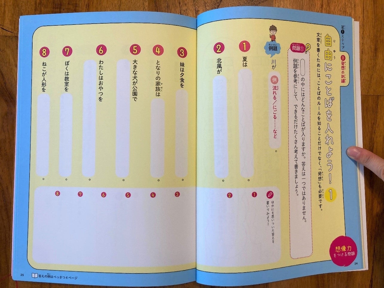 ▲自由に発想を広げる問題。