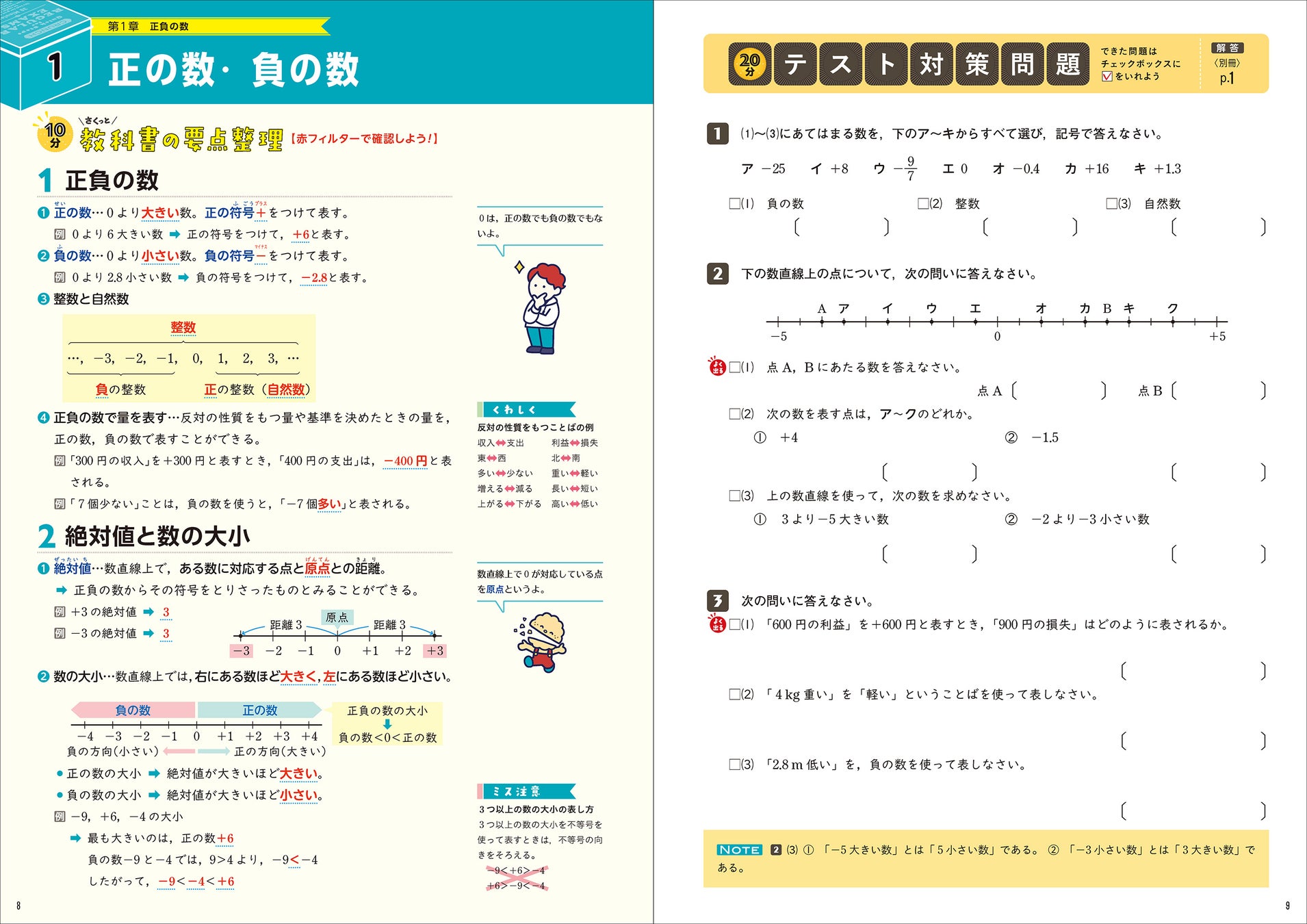 ▲1単元あたり、「教科書の要点整理」1ページ、「テスト対策問題」2ページを30分でさくっと完成!