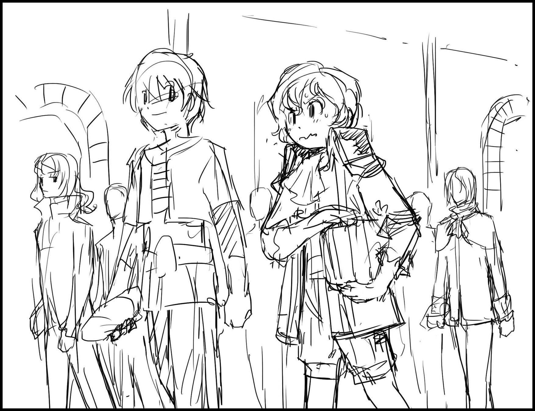 モノクロは今巻『最高のあいぼう』描きおろしモノクロイラストのラフスケッチ全15点を収録。