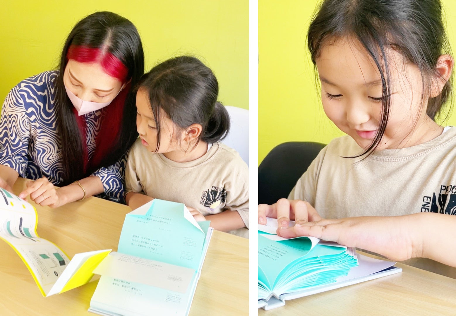 ▲工作を楽しむ親子