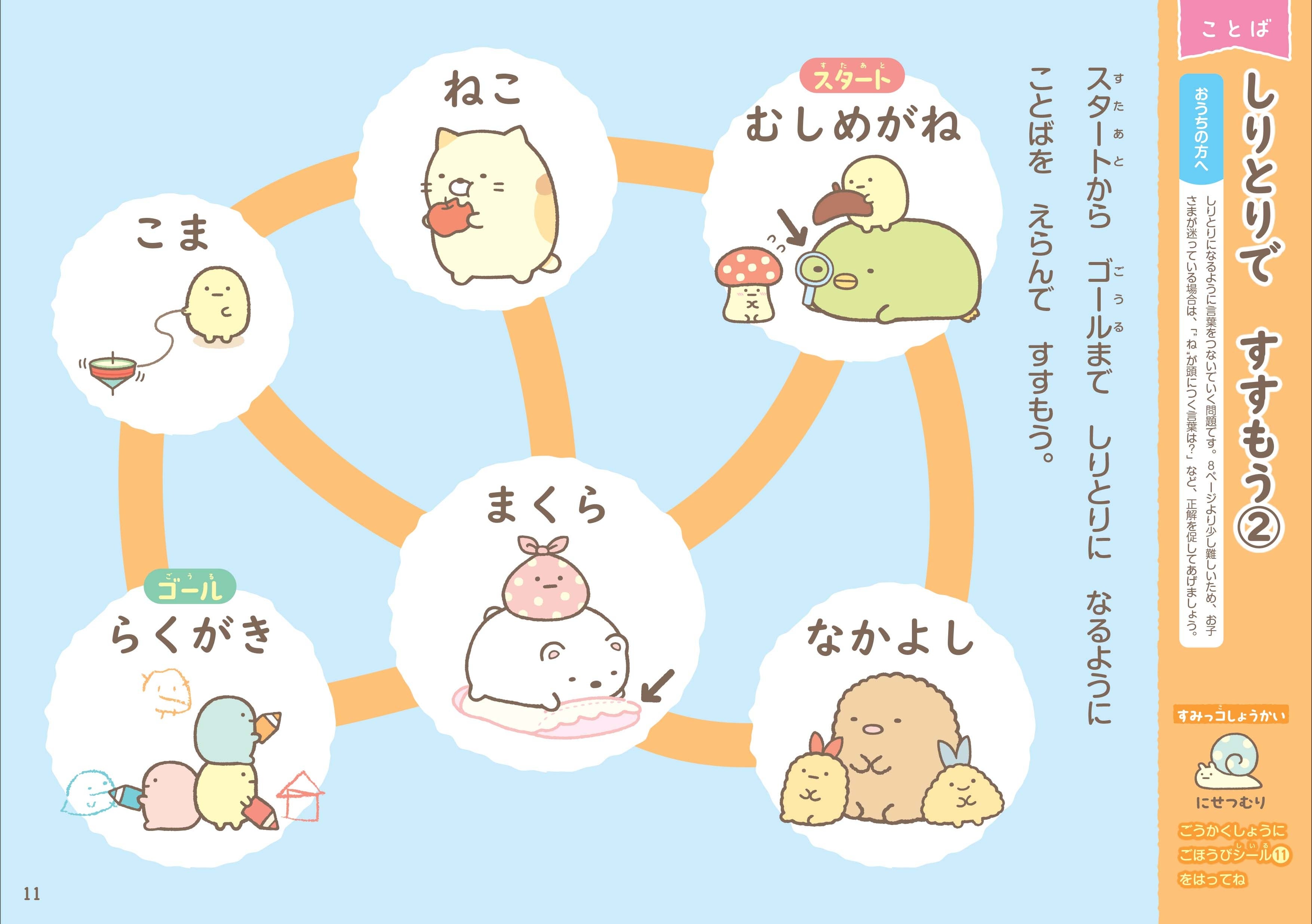 ▲しりとりになるよう言葉を選ぶ「ことば」の問題
