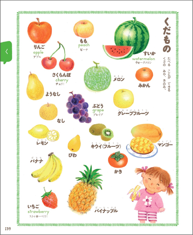 ▲「ずかん」のページは、片面１ページか、見開き１ページ。関係あるものをまとめている。