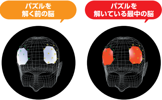 　　　　　　▲「解く前の脳」　　　　　　　　　　　　　▲「解いている最中の脳」