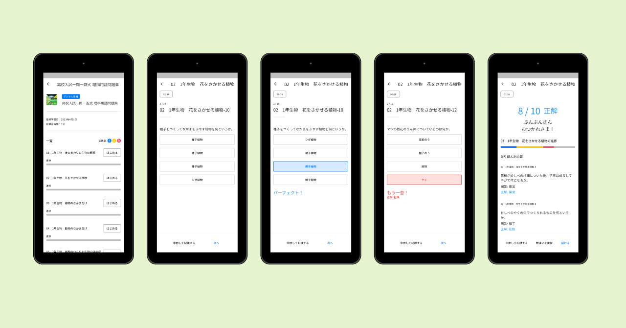 ▲Studyplusアプリの「ドリル」で文理のコンテンツを解いた場合のイメージ