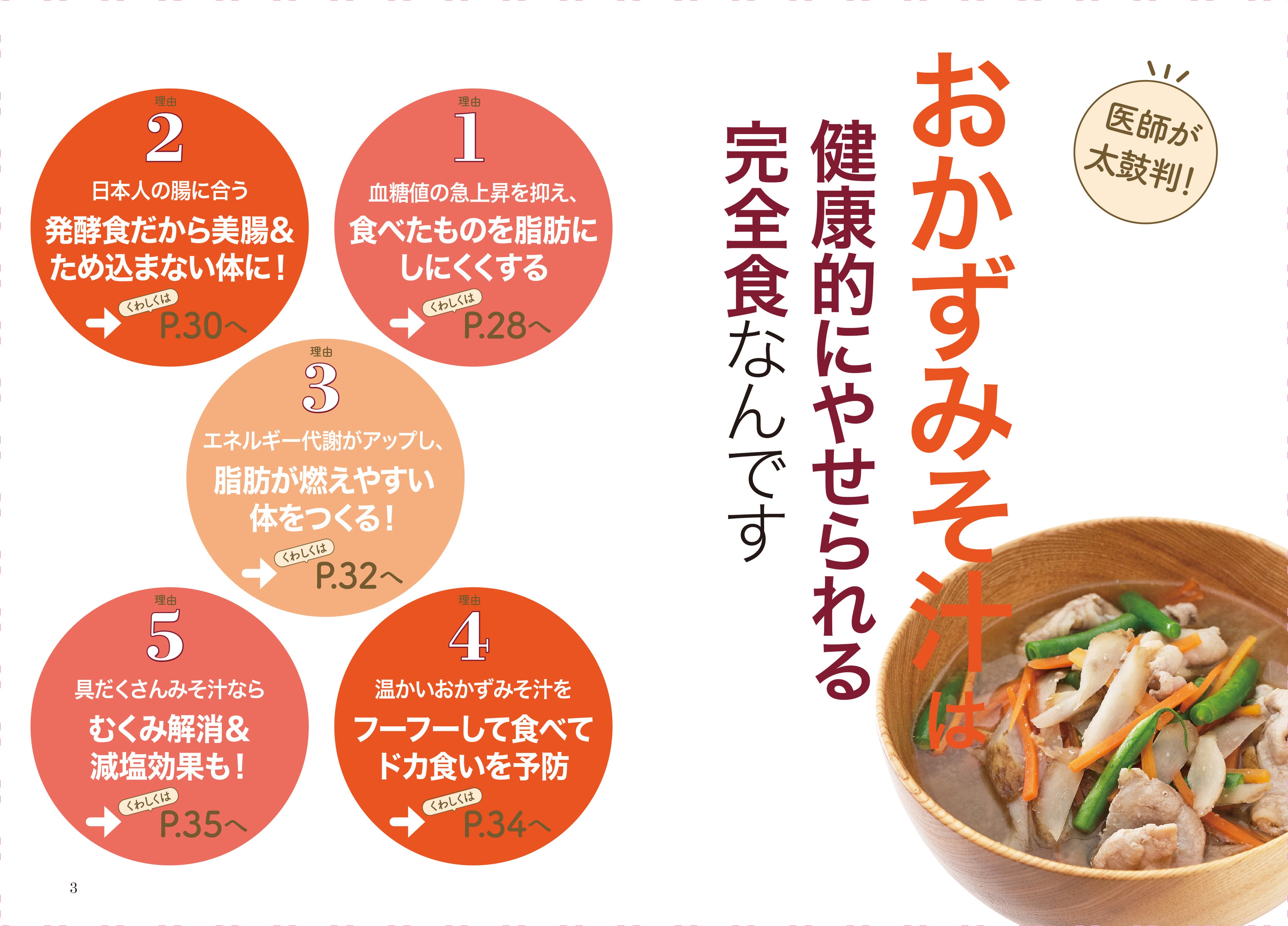 ▲おかずみそ汁は、医師が太鼓判を押す完全食。健康的にやせられる理由をわかりやすく解説しています