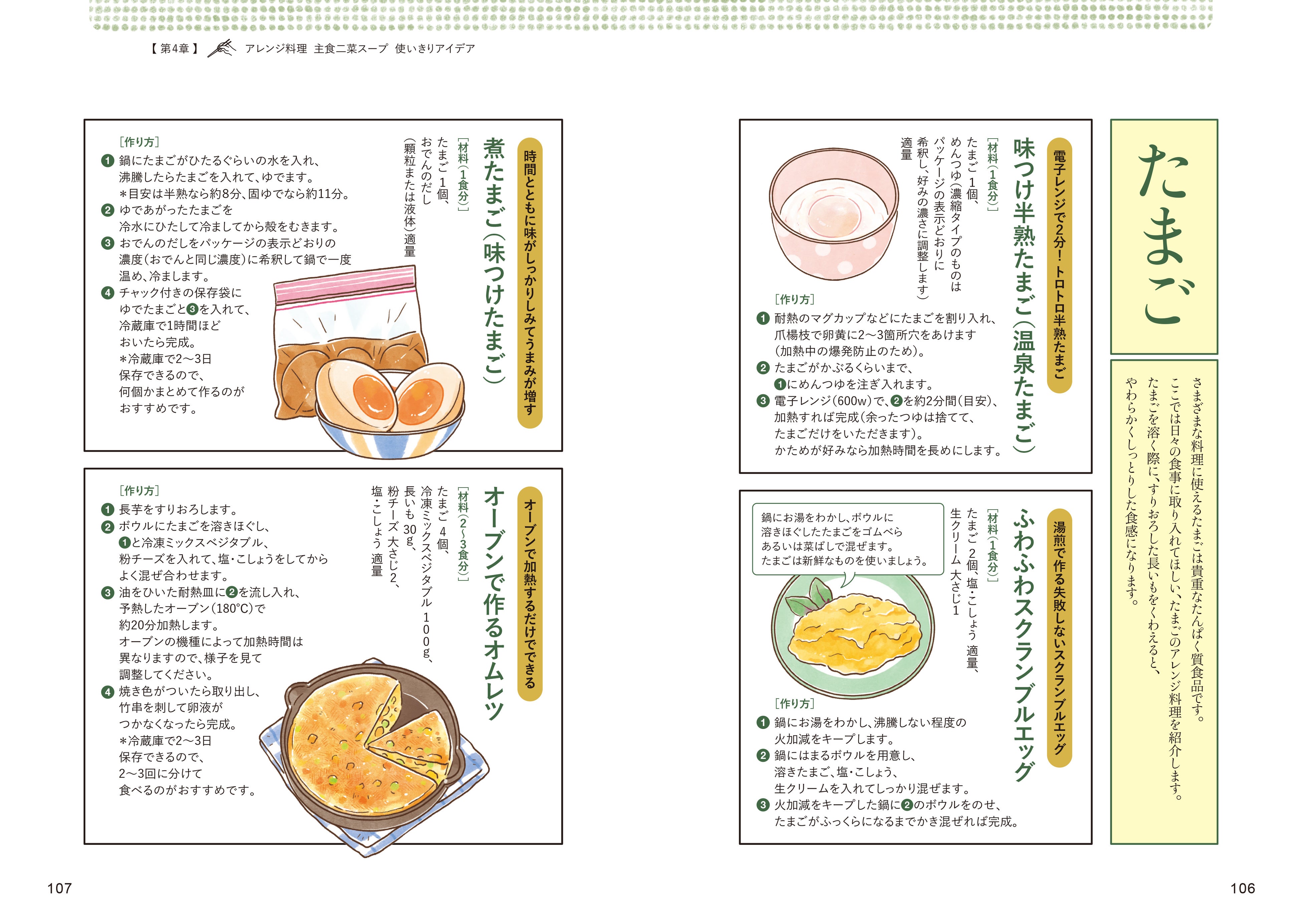 ▲たんぱく質がしっかりとれる身近な「納豆・たまご・水産練り製品・魚の缶詰・豆腐」にひと手間加えるだけで、よりおいしいおかずに変身！