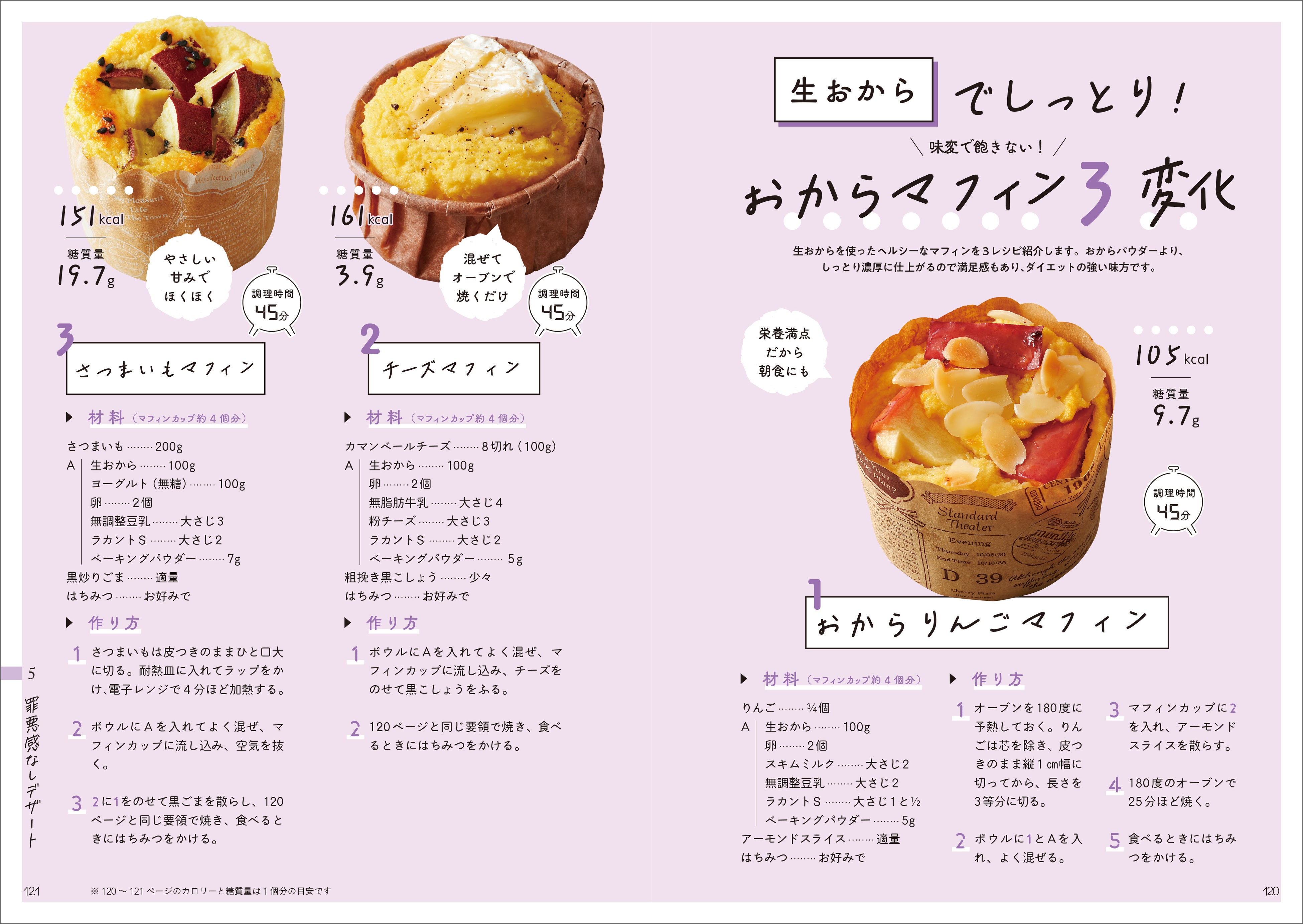 ▲おからマフィン、おからパンなど、似た材料で手軽に作れるアレンジレシピも多数掲載