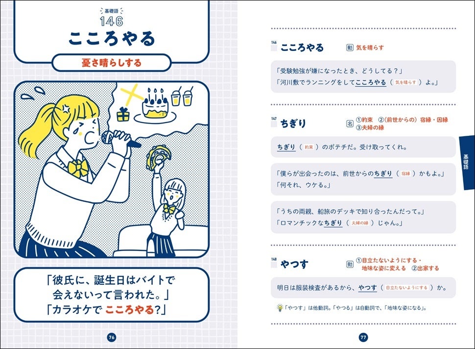 ▲「基礎語」の単語ページ。