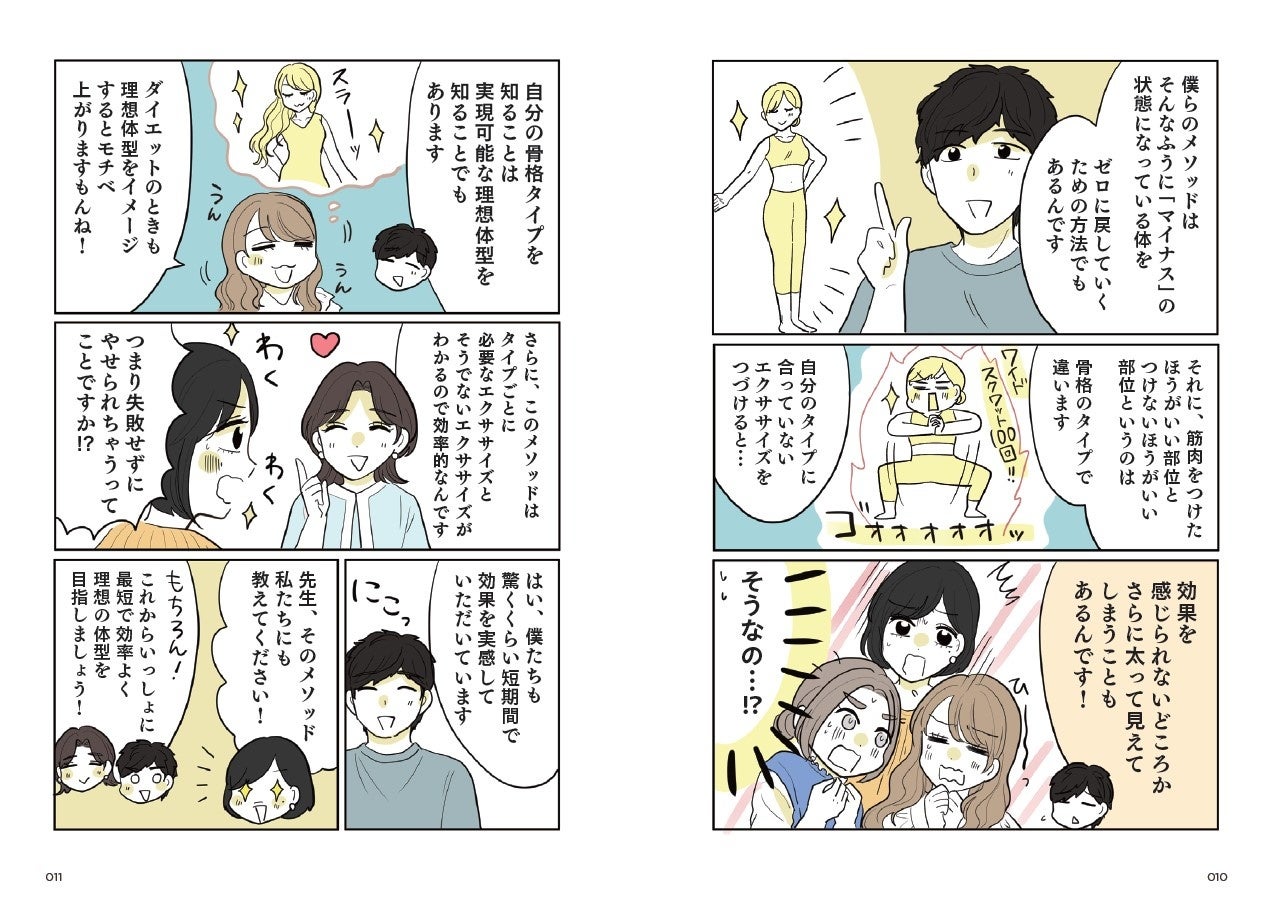 ▲漫画で共感しながら、楽しく「骨格タイプ別ボディメイク」を学べます