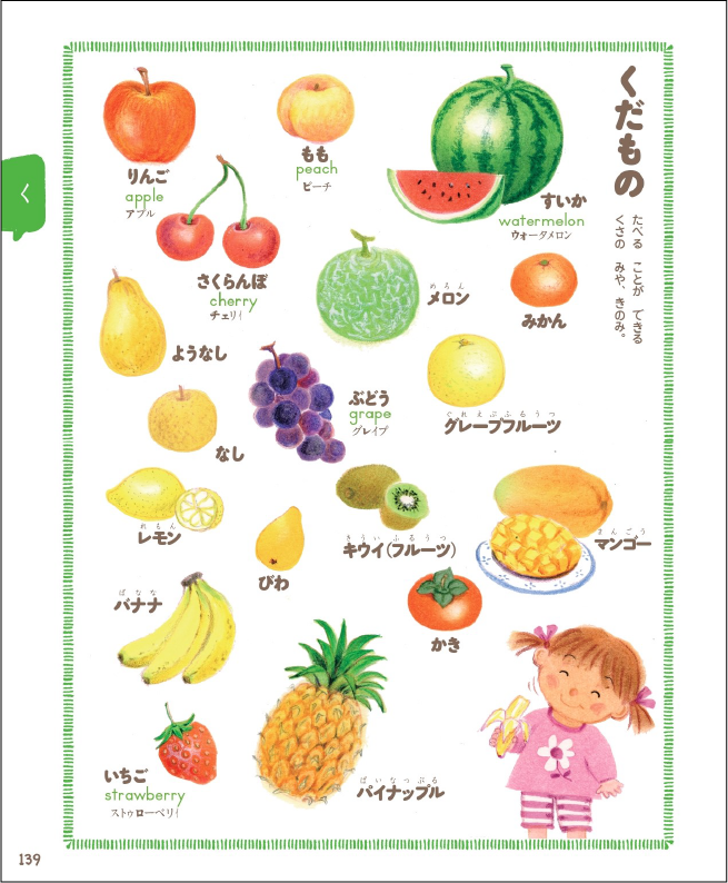 ▲「ずかん」のページは、片面１ページか、見開き１ページ。関係あるものをまとめている。