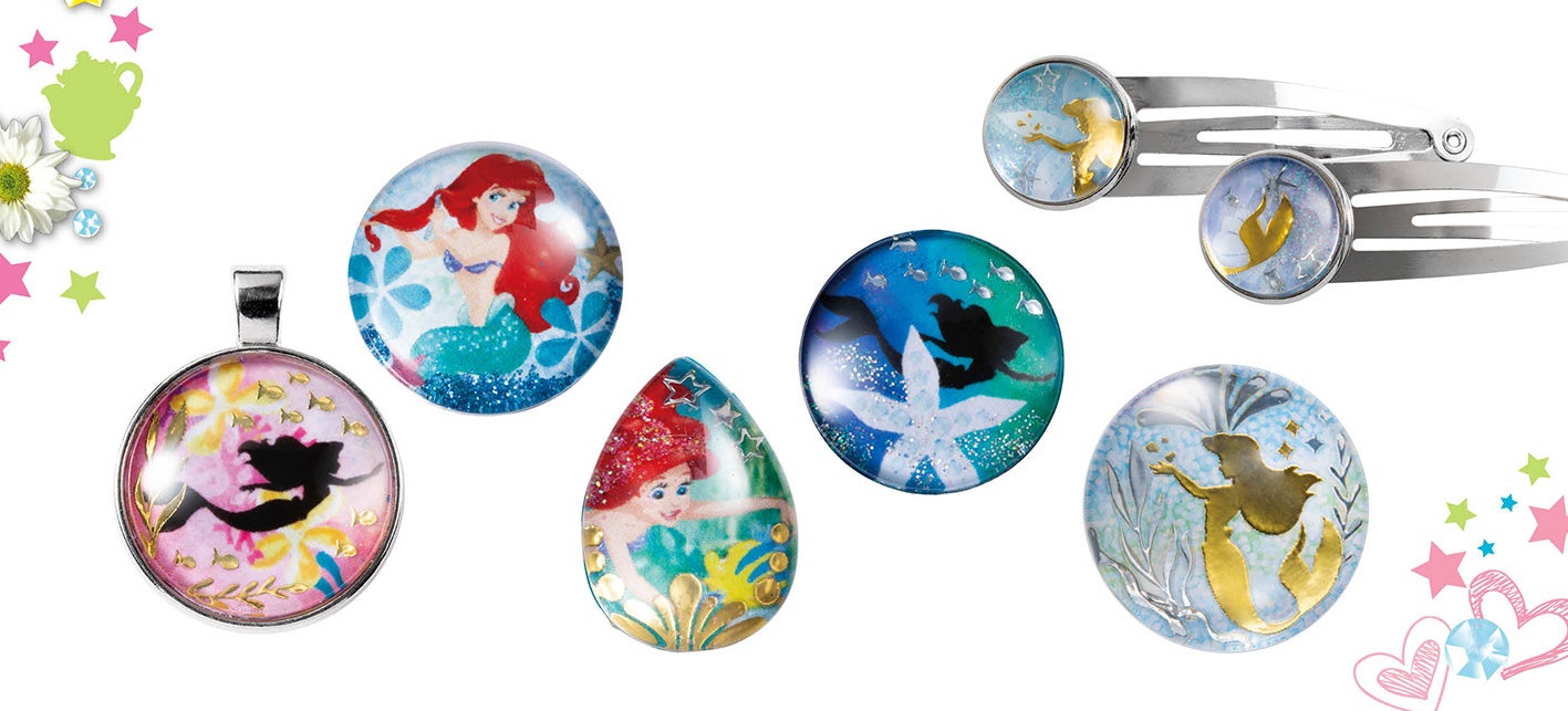 ▲アリエルの作品例。ガイドブックにいろいろなプリンセスの作例が掲載されています。©Disney