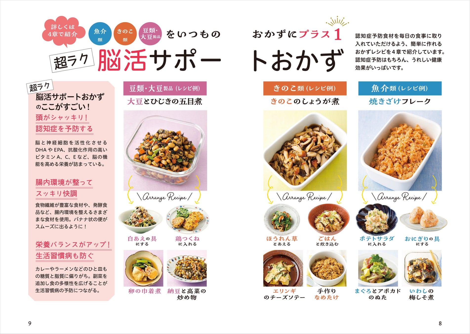 ▲毎日の食事に手軽に取り入れて続けることが大切。そこで、認知症予防食材のつくりおきレシピも豊富に紹介 ▲毎日の食事に手軽に取り入れて続けることが大切。そこで、認知症予防食材のつくりおきレシピも豊富に紹介