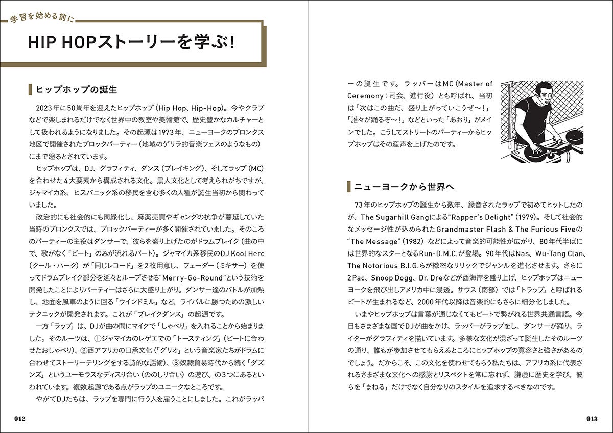 ▲「学習を始める前に」より。HIP HOPトリビアも充実。