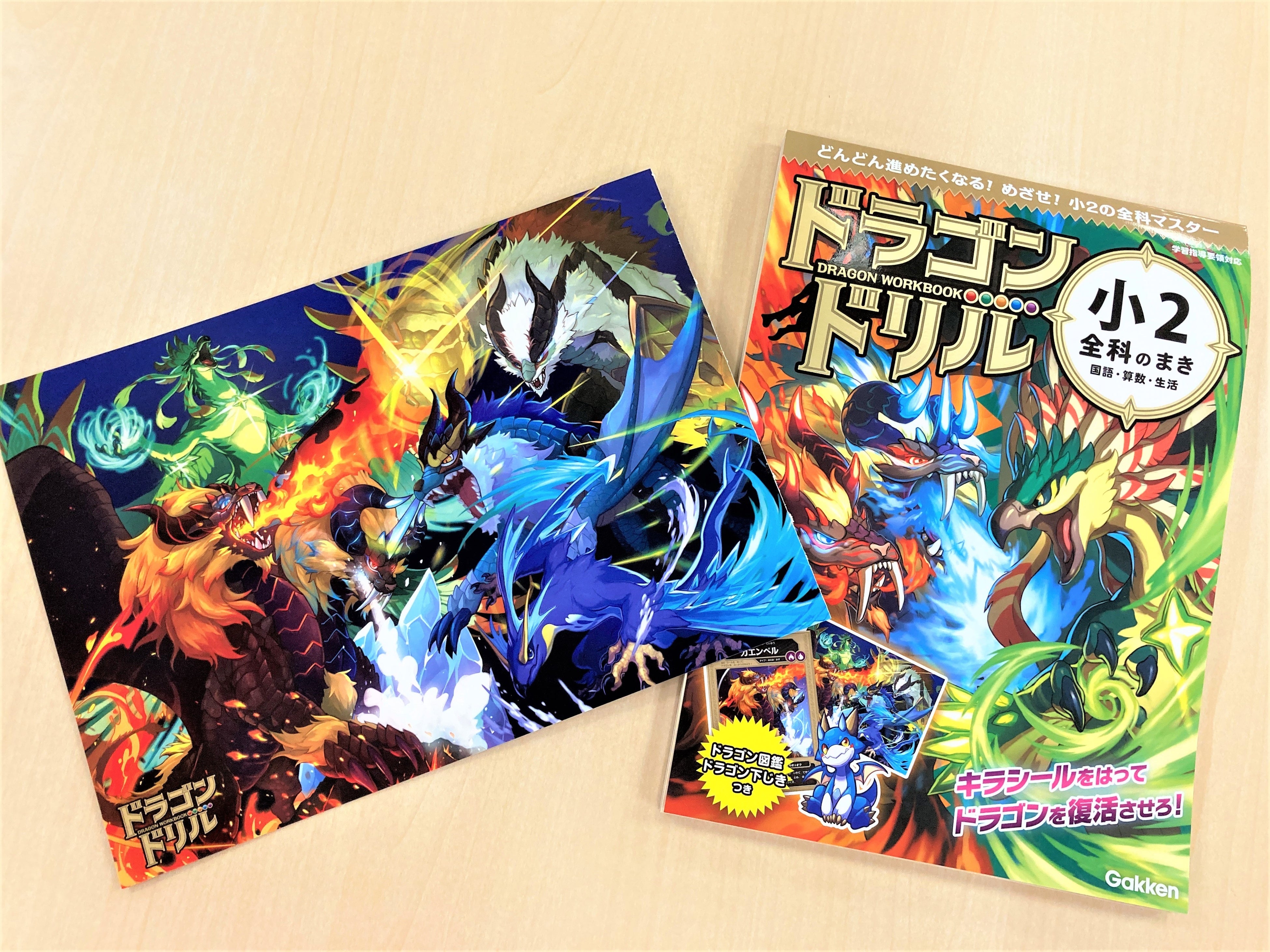 ▲『小２全科のまき』の表紙。写真左は「ドラゴンしたじき」。