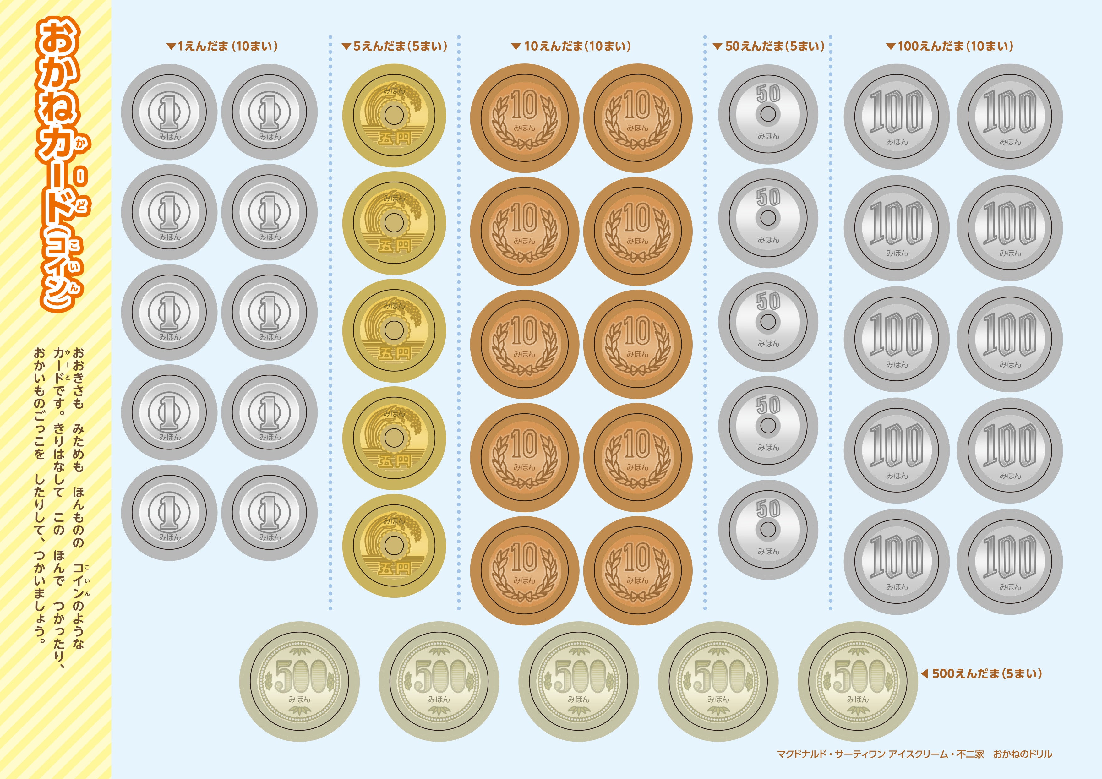 ▲本物と同じ大きさのコインのカード付き
