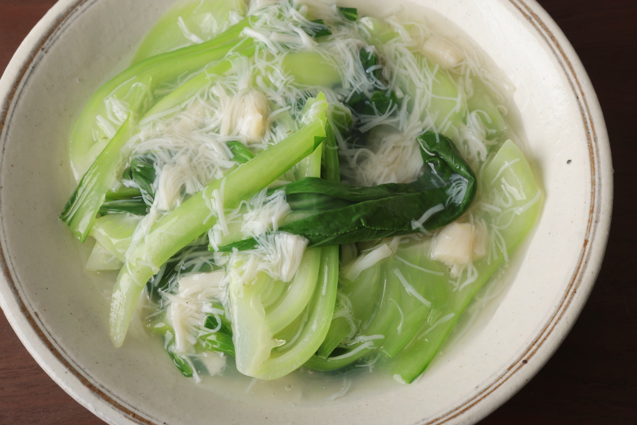 ▲ほたて缶とチンゲン菜　塩味で煮て