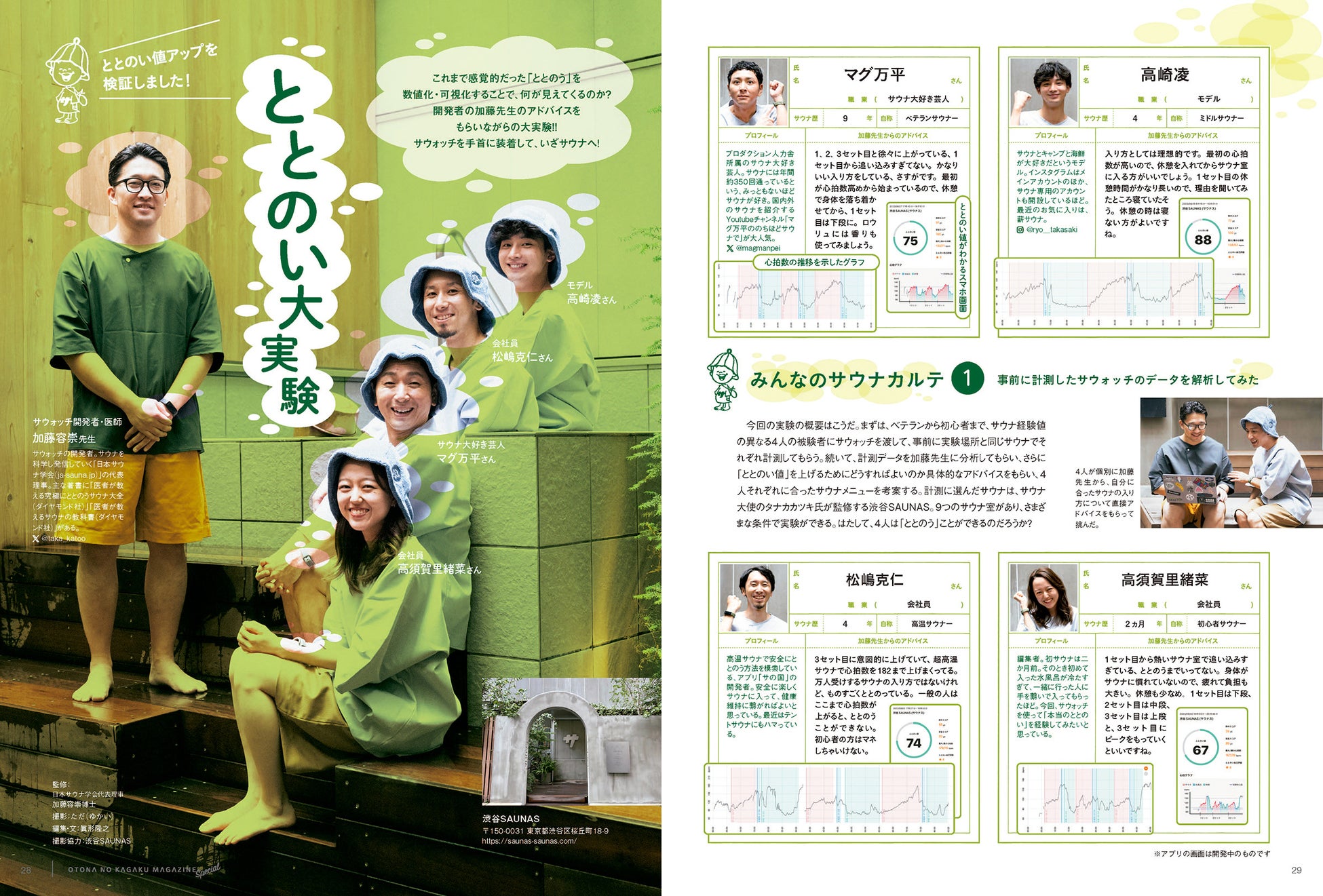 ▲日本サウナ学会代表 加藤博士監修のサウナ大実験。渋谷SAUNASは、施設としてSAUNACHELIN(サウナシュラン)2023 6位にランクイン