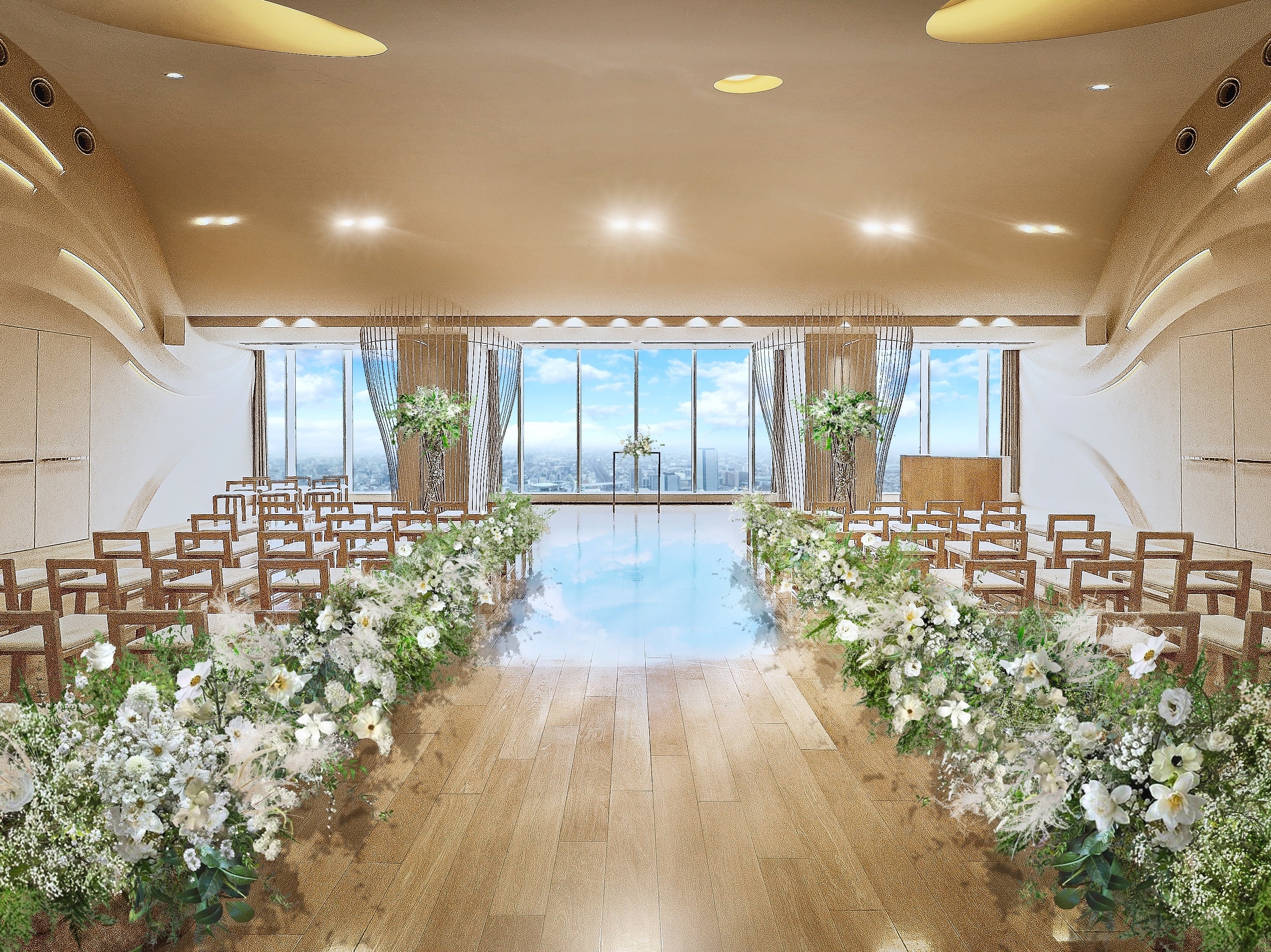 ▲地上200メートル天空のチャペル「スカイホールそら」