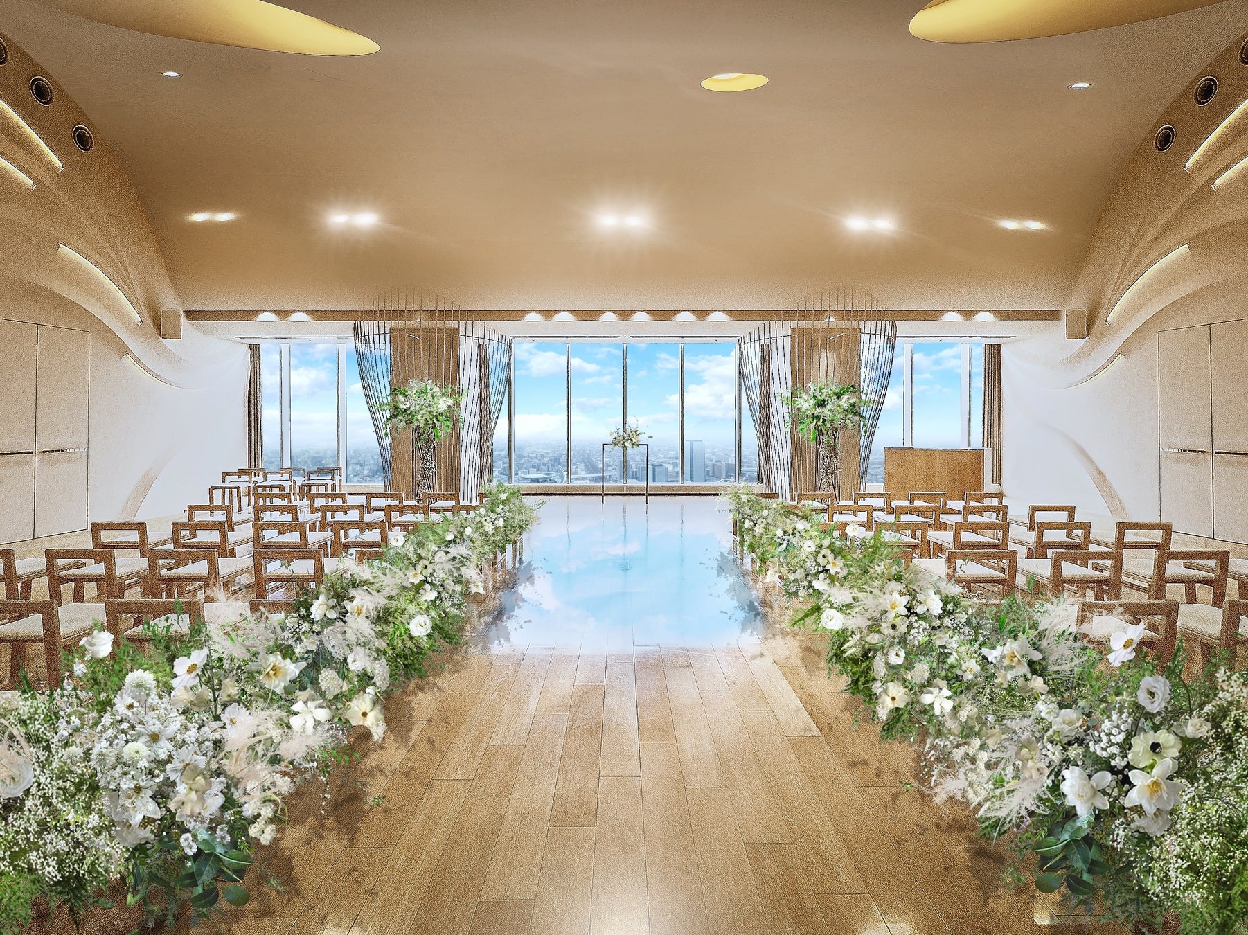 ▲地上200メートル天空のチャペル「スカイホールそら」