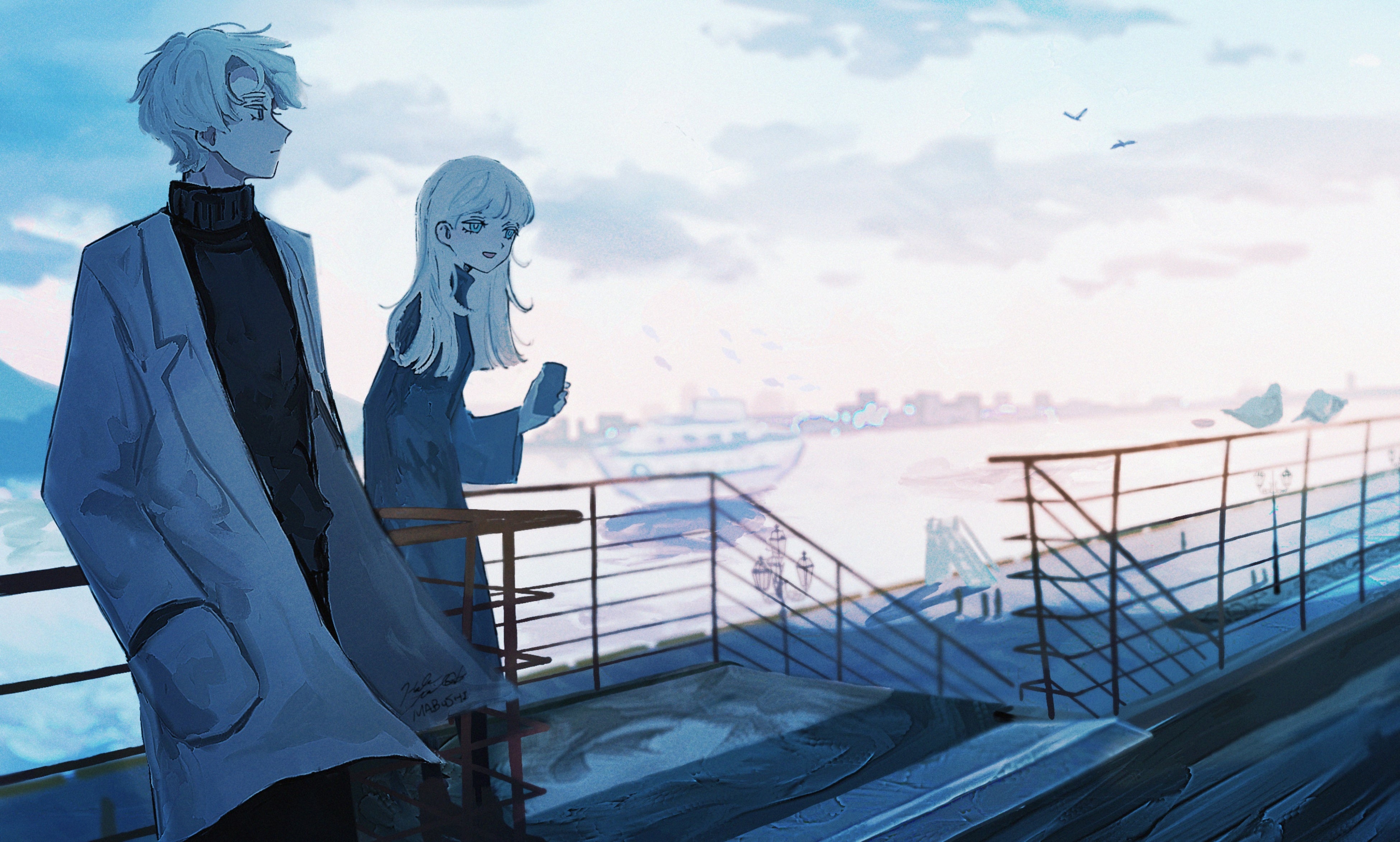 イラストレーター「眩しい」が個人で展開している 「夏旅列車」を題材に、まだ創造もしていなかった、 大人になった二人の姿を描いた作品が完成。