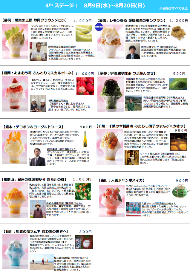 4thステージ：8月9日(水)～8月20日(日)