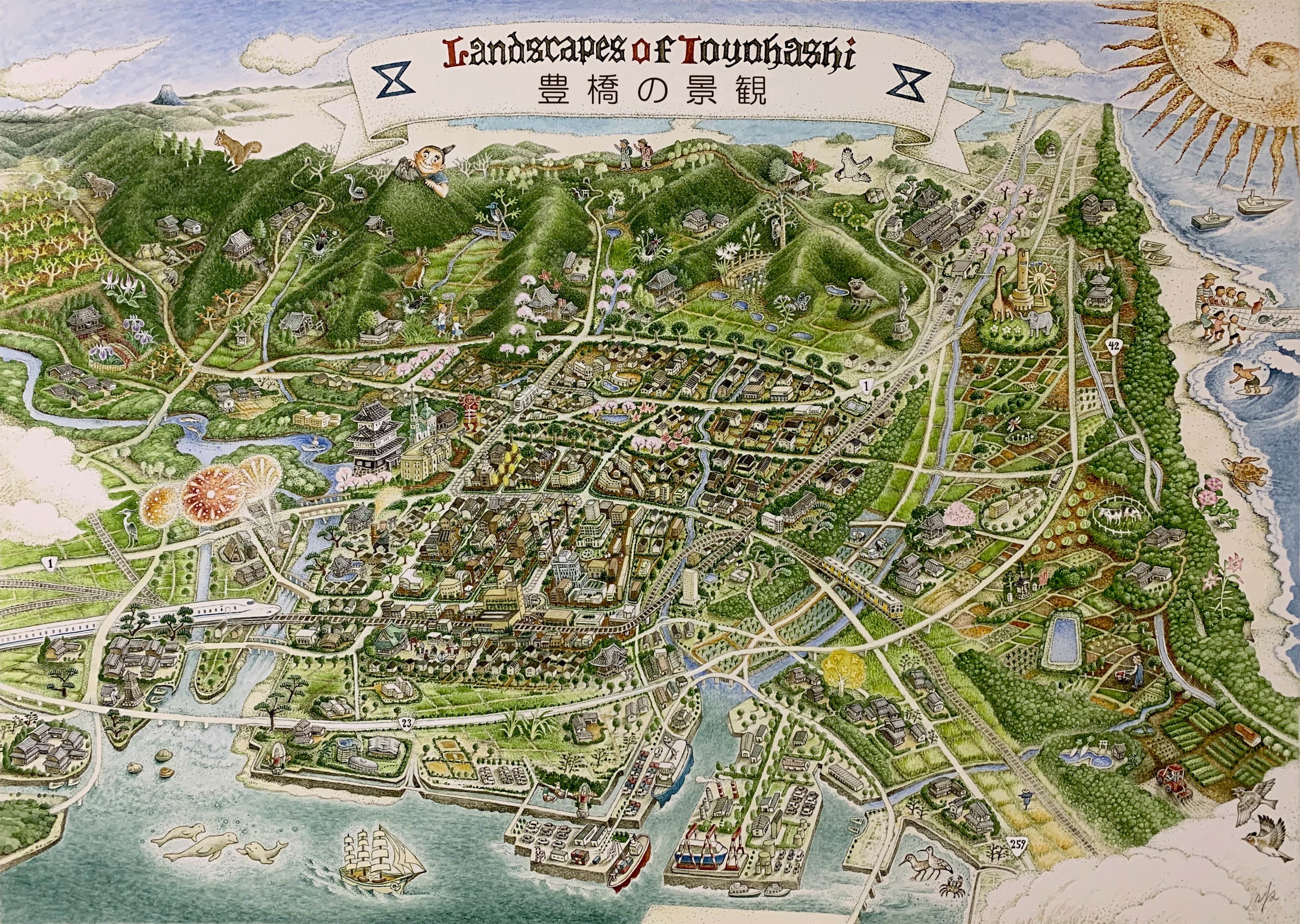 「豊橋の景観」マップ（描画：かんだあさ）