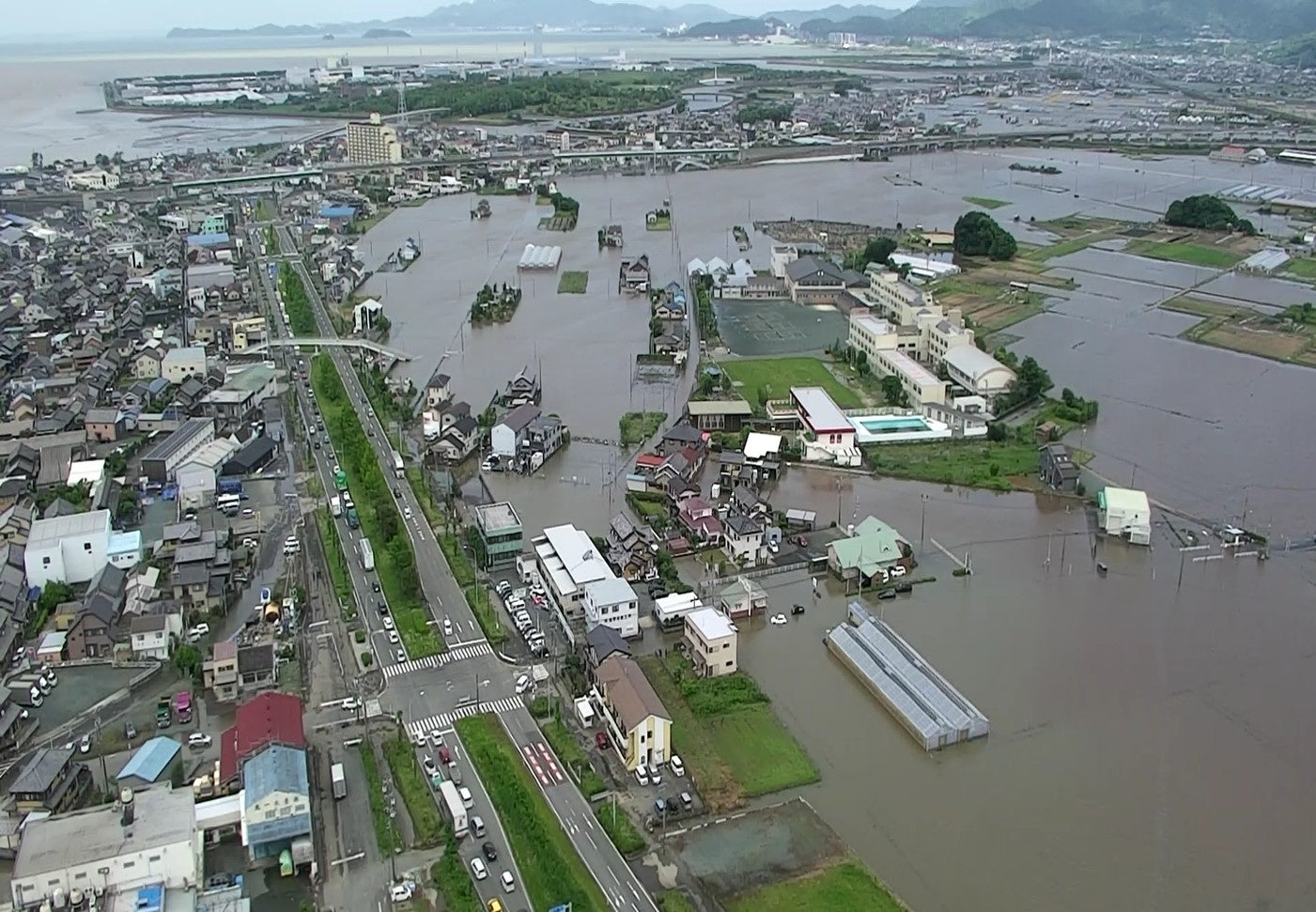 浸水した豊橋市の様子