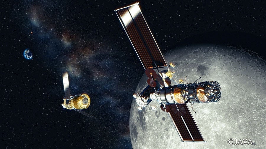 Gateway(ゲートウェイ)(右) とゲートウェイ補給機(提供:JAXA)