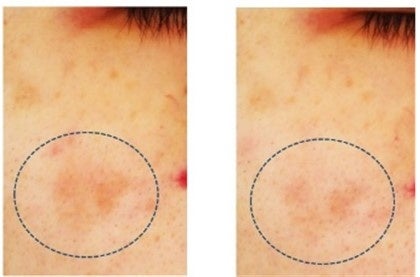 左　塗布試験前　右　塗布試験後（ともに元画像）